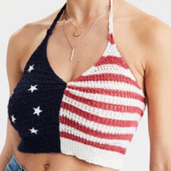 American Eagle Outfitters Tops - 4th of July crochet halted top